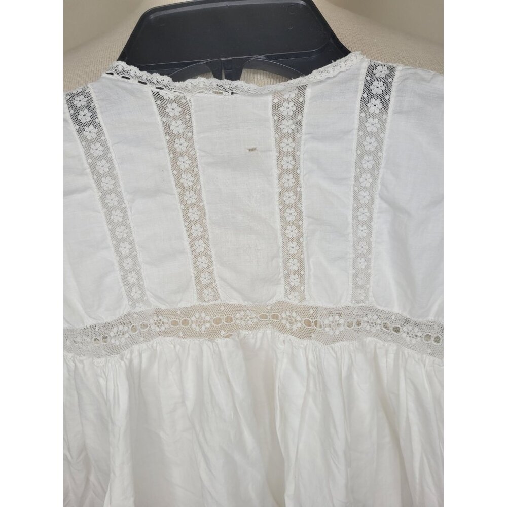 Antiq White Baby Christening Baptism Gown Lace Embroidery Heirloom Flaw - Picture 2 of 7